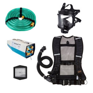 송기마스크 전동송풍기형 HM5000/4E 2인용 풀세트 화학물질관리법 의무비치