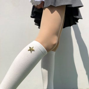 로로얼로이 여성 골프양말 니삭스 골드 스타 트윙클 무릎양말 반양말