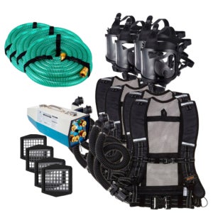 송기마스크 전동송풍기형 HM5000/4E 4인용 화학물질관리법 의무비치 분진 방진 방독