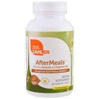 Zahler AfterMeals 효과적인 제산제 및 소화 보조제 츄어블정 100정