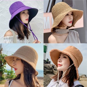 여름 여자벙거지모자 챙넓은모자 밀짚 버킷햇
