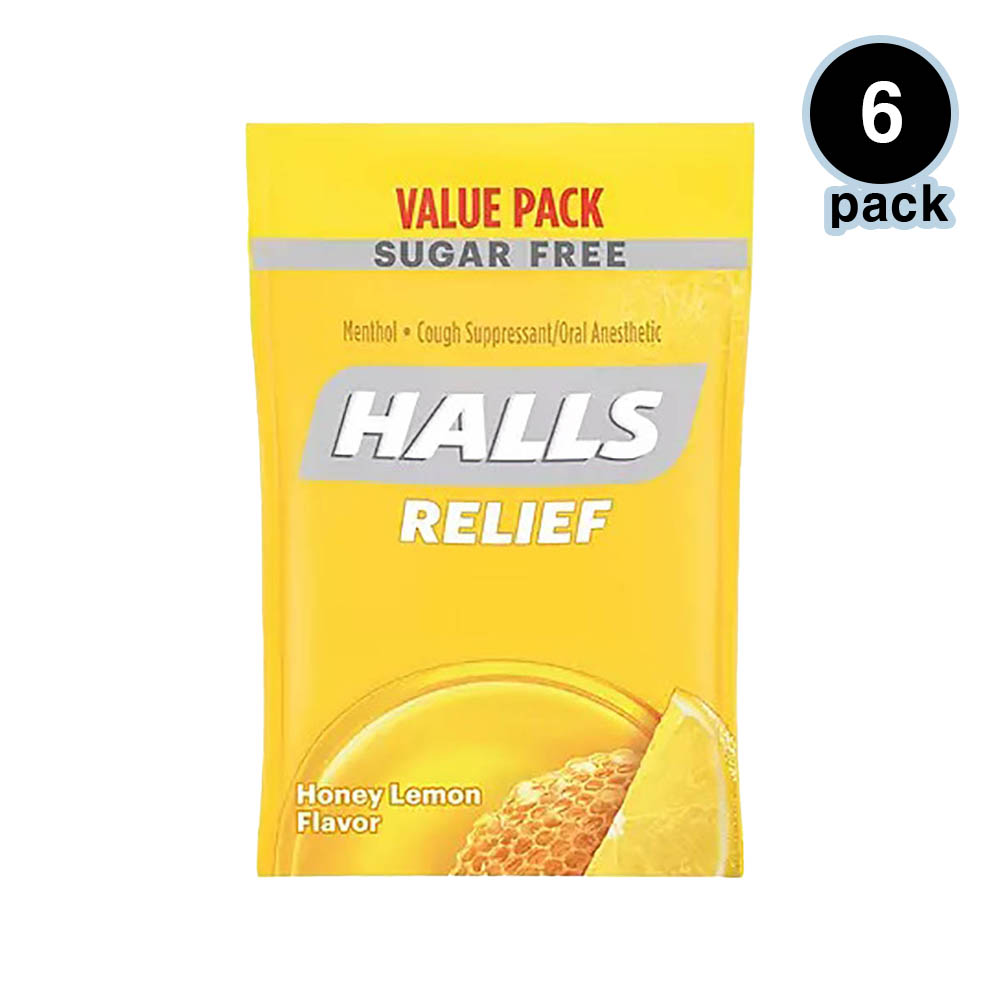 Halls 호올스 사탕 릴리프 <b>슈가</b>프리 <b>코치</b> 드롭 허니 레몬 180개입 6팩