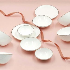 [한국도자기] 골드 원형2인 그릇세트홈세트 10p / 전자렌지가능