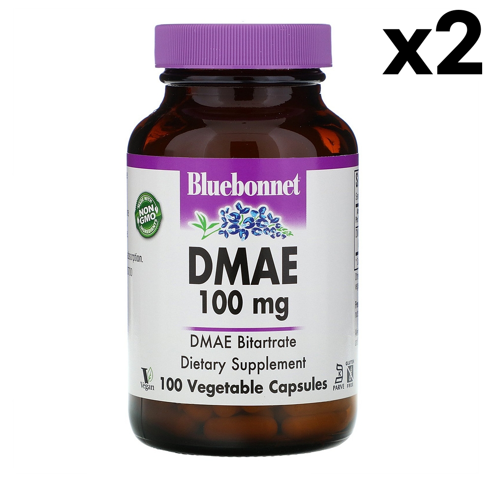 블루보넷 <b>DMAE 100mg</b> 100정 2팩 Bluebonnet DMAE