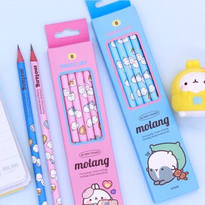 몰랑 4본 연필 세트 귀여운 캐릭터 문구 팬시 학용품 필기구 어린이 초등학생 선물