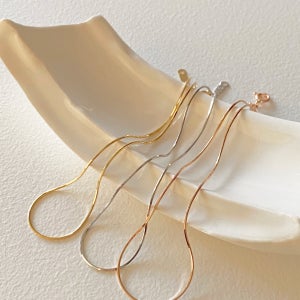 토프 슬릿 체인 앵클릿 - 14k 팔각 얇은 뱀줄 민자 골드 금 발찌