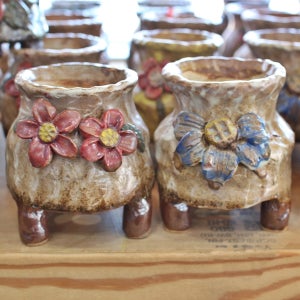 S36 삼발 꽃잎붙임 (임의배송) 다육화분 수제화분 인테리어화분