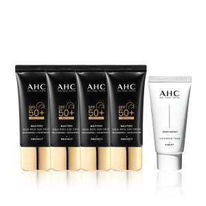 AHC 마스터즈 아쿠아리치 선크림 듀오세트(30ml+30ml) 2개+프렙리셋 클렌징폼 30ml