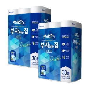 모나리자 부자되는집 데코 3겹 30롤 2팩 화장지 휴지