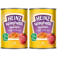 영국 HEINZ 하인즈 토마토소스 스파게티 플러스 소세지 통조림 400g 2개