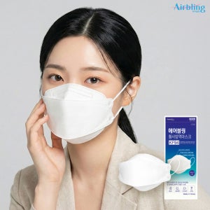 에어블링 KF94 황사방역 귀편한 마스크 화이트 국산 25매 개별포장 L(대형), 흰색, 1000개