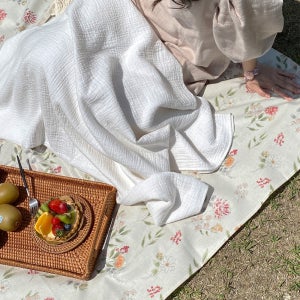 메이 린넨 감성 비치 대형 피크닉 매트 돗자리 120x120