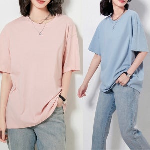 여성 반팔티 빅사이즈 박스 반팔 티셔츠 여름 면 20수 무지 오버핏 10color 5부
