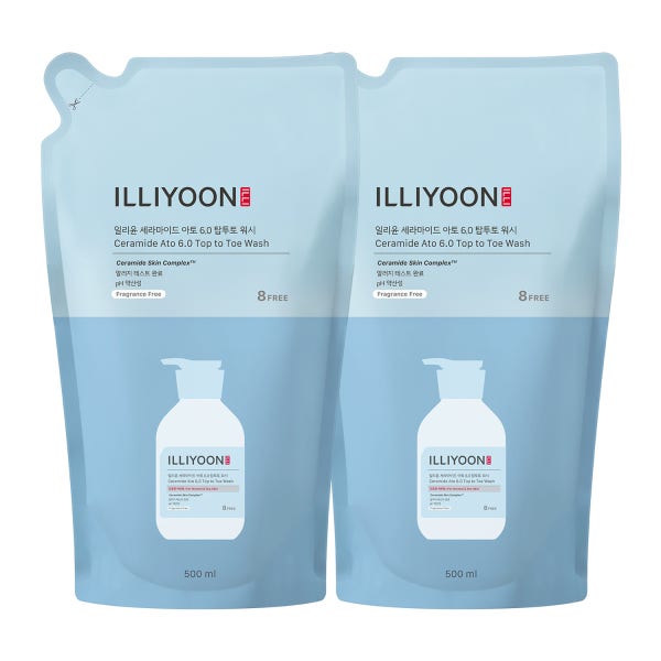 일리윤 세라마이드 아토 6.0 탑투토 올인원 약산성 바디워시 리필 500ml 2입