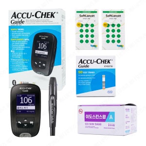 아큐첵 가이드 혈당 측정기+시험지50매+침110+솜100 혈당기계 accucheck