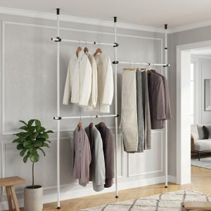 고정식 천장 고정행거 천장형 봉 옷걸이 3단