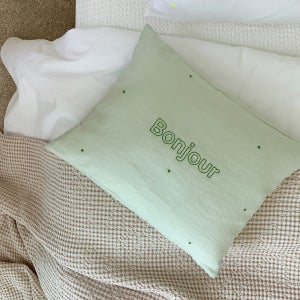 (SALE) 프랑브아즈 알로 린넨 쿠션커버 봉쥬르그린(40x30)