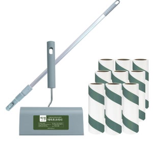 아임 테이프클리너 스탠드형 롱핸들+리필90회x10개 돌돌이밀대 사선컷팅 롤 클리너