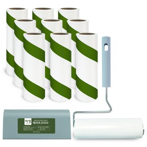 아임 테이프크리너 스탠드형 핸들+리필90회x10개 사선컷팅 돌돌이리필 강아지털제거