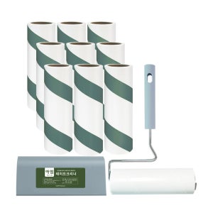 아임 테이프크리너 스탠드형 핸들+리필90회x10개 사선컷팅 돌돌이리필 강아지털제거