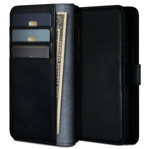 수제 천연 소 가죽 지갑 다이어리 케이스 블랙, 갤럭시A42