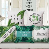 등쿠션 방석 상큼 green leaves cushion 거북등죽파초 잎 열대식물 소파 쿠션커버