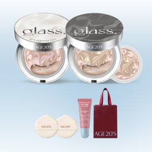 에이지투웨니스 글래스 스킨 에센스 팩트 글로우/퍼펙트 12.5g 본품+리필(+퍼프2매,립세럼미니) (SPF50+) 광채 촉촉 파운데이션+쇼핑백