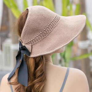 리본 버킷햇 여름 밀집 벙거지모자 챙넓은 여성 플로피 캡 3컬러