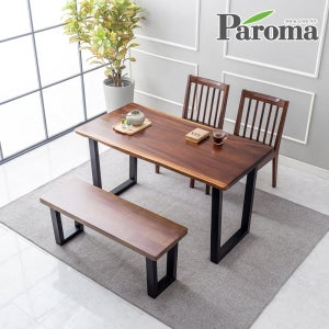 파로마 로즈우드 장미목 우드슬랩 4인 원목 식탁세트 벤치형