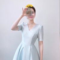 수자드레스 [대여] 씨쉘 dress/셀프웨딩 2부사진촬영 브이넥 브라이덜샤워 미카도원피스