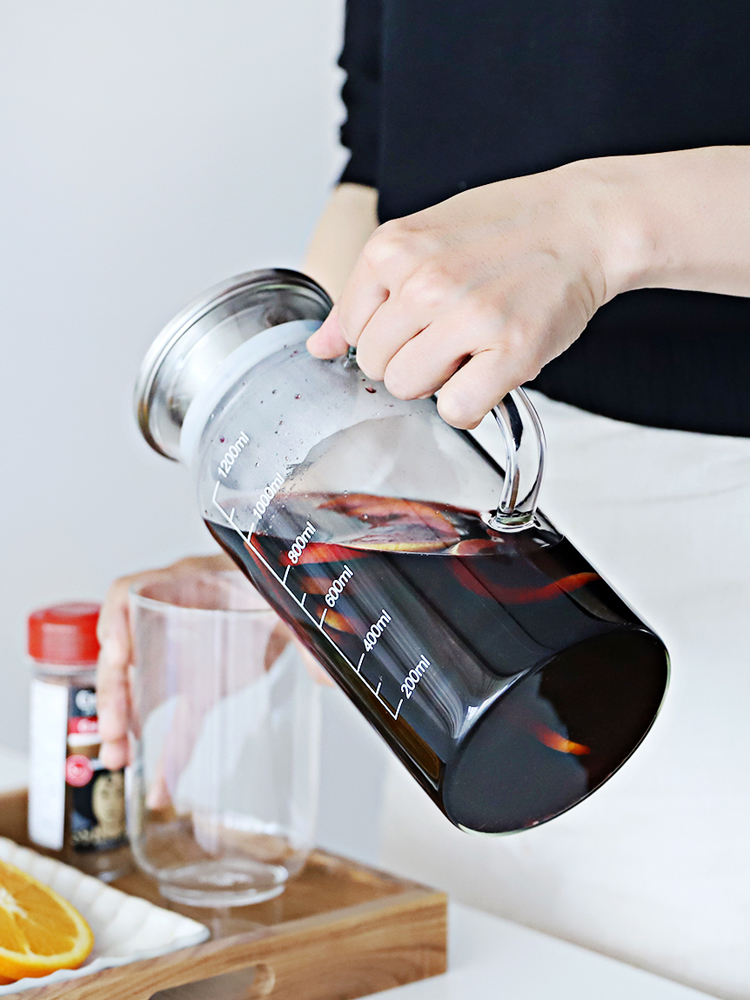 오반자이 비라운드 스텐 뚜껑 내열 유리 물병 2종