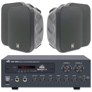MA-520 SET-2 지앤에스 미니 앰프, 방수 스피커 세트,USB, 블루투스 라디오