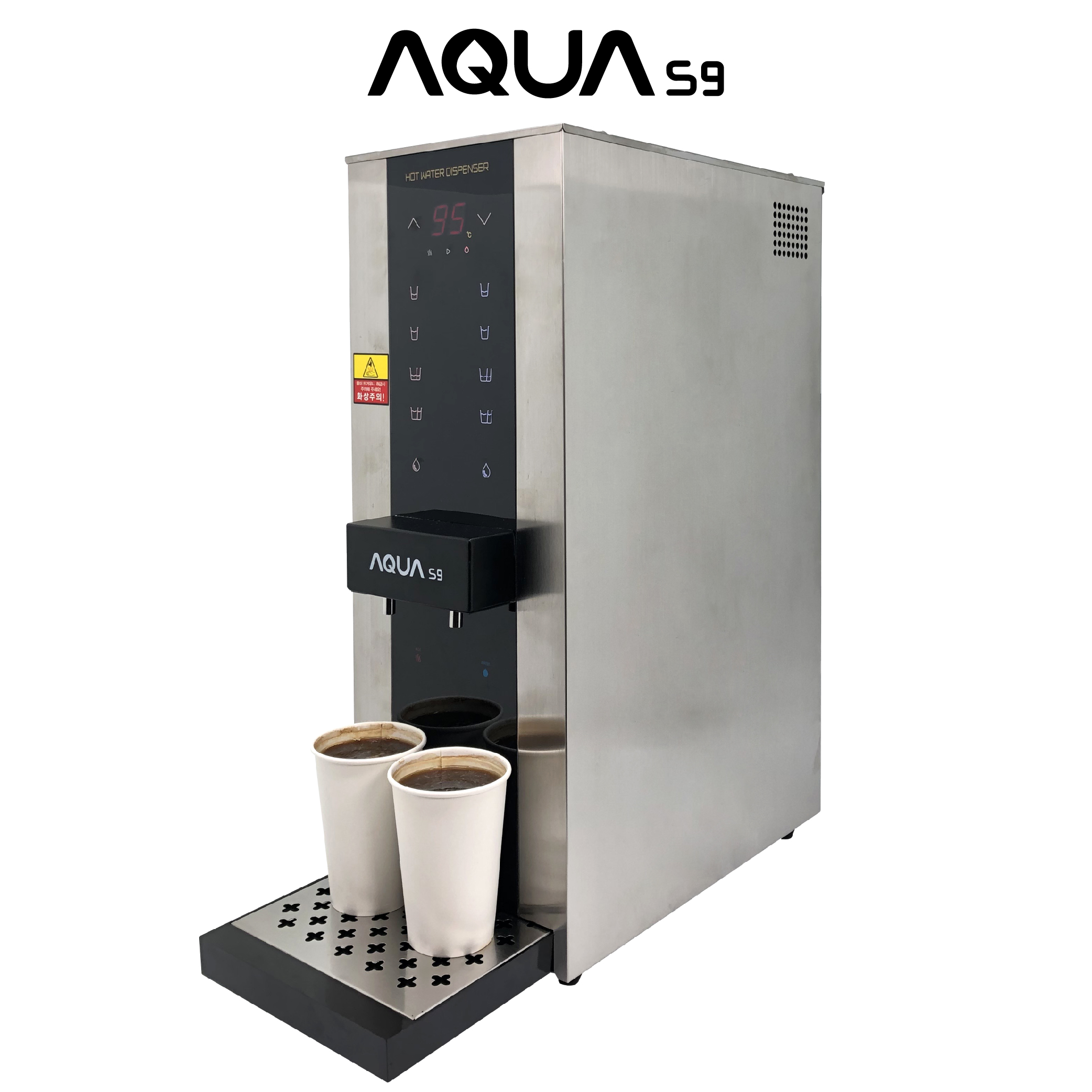 아쿠아 S9 온수기 스테인리스 핫워터디스펜서 업소용 전기 전자동 커피 아메리카노 듀얼 출수구 14L