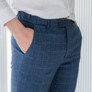 남자 여름 정장바지(30~38사이즈) 체크 투톤 레이온 슬랙스 스판 히든 밴딩 6종 일반~빅사이즈 3.9세컨즈