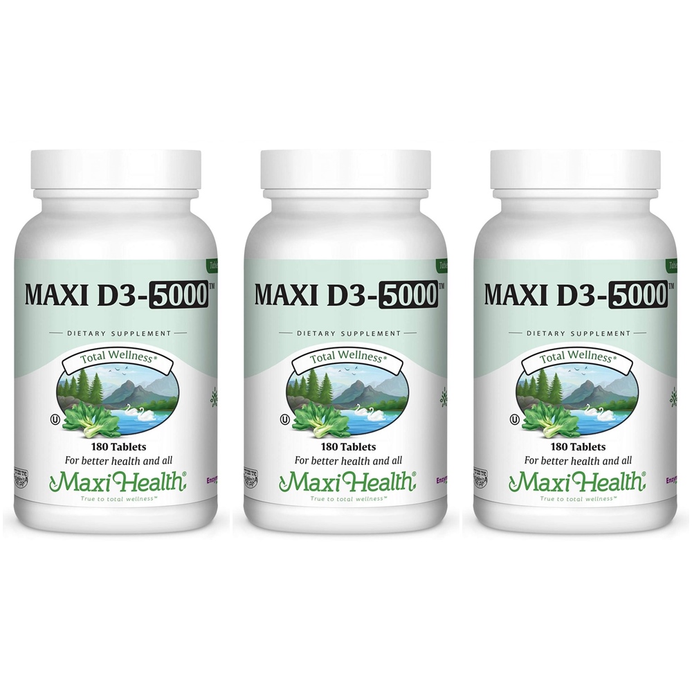 Maxi Health D3 5000 맥시헬스 <b>비타민 D3</b> 5000IU 180정 3팩