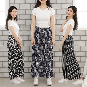 빅사이즈 냉장고 여성통바지 여름 와이드팬츠 아이스 밴딩 쿨바지