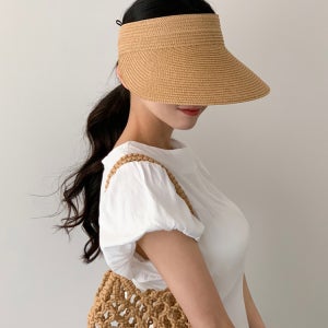 [무배] 무지코코 라탄 라피아 밀짚 클립 밴딩 돌돌이 썬캡 모자 3color