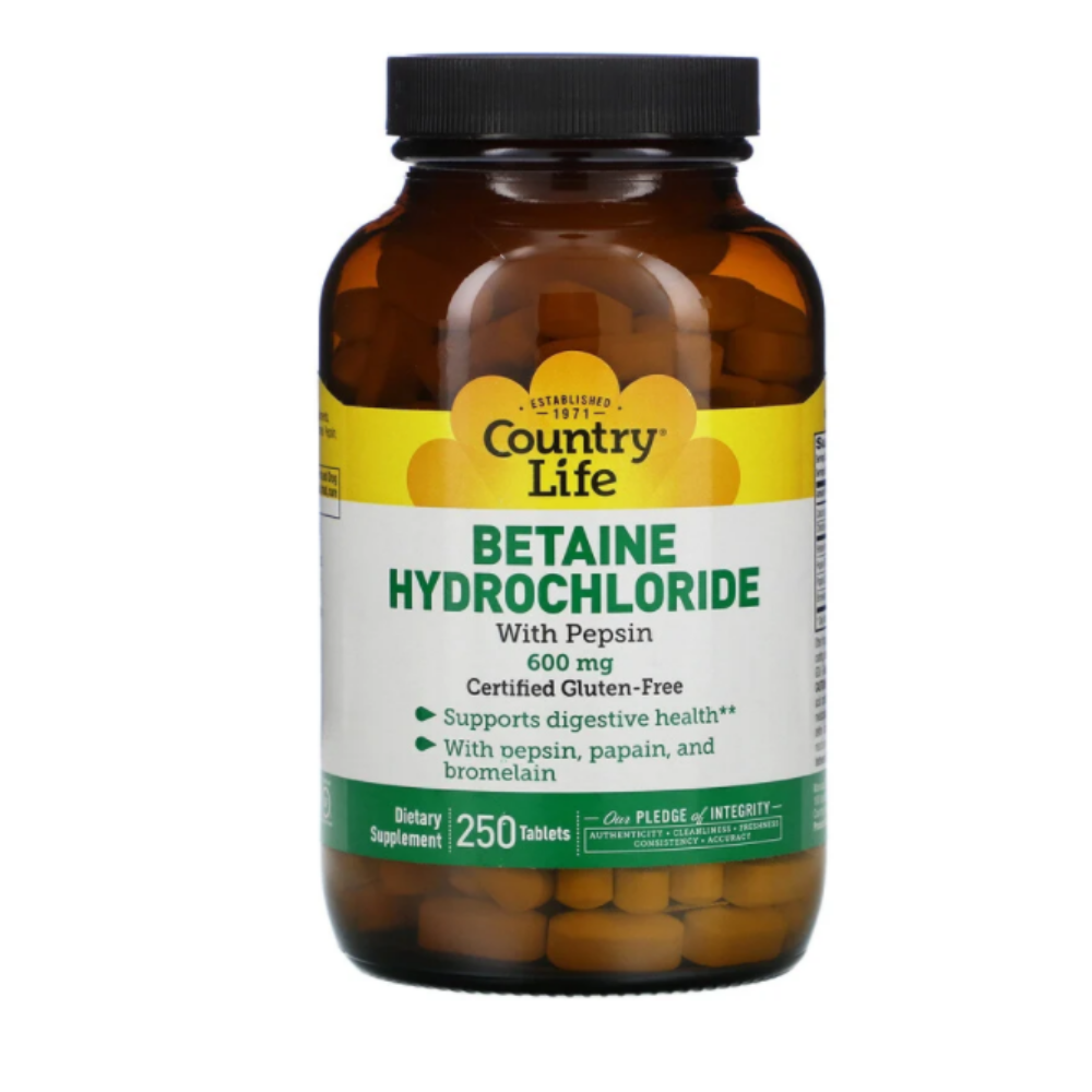 <b>Country Life</b> <b>컨트리라이프</b> 베타인 HCL 600mg 250정 펩신 브로멜라인