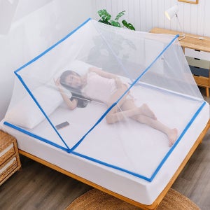 끌라로 1초완성 접이식 러브버그 모기장 폴딩 침대 사각 차박 캠핑 원터치 1호블루 M4