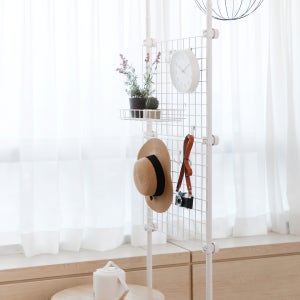 디허브 이지락 화이트 메쉬 파티션 행거 선반 철제 가림막 휀스망 높이 폭 조절가능 거치대