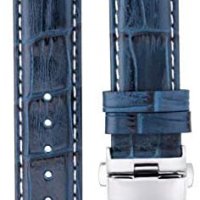 EWATCHPARTS 20mm Leather Watch Strap Band Compatible with 36mm Rolex Datejust 16013 16014 16234 Blue