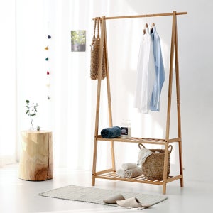 마켓비 JAWAL 스탠드옷걸이 튼튼한 옷걸이 행거 스탠드행거 원목 선반