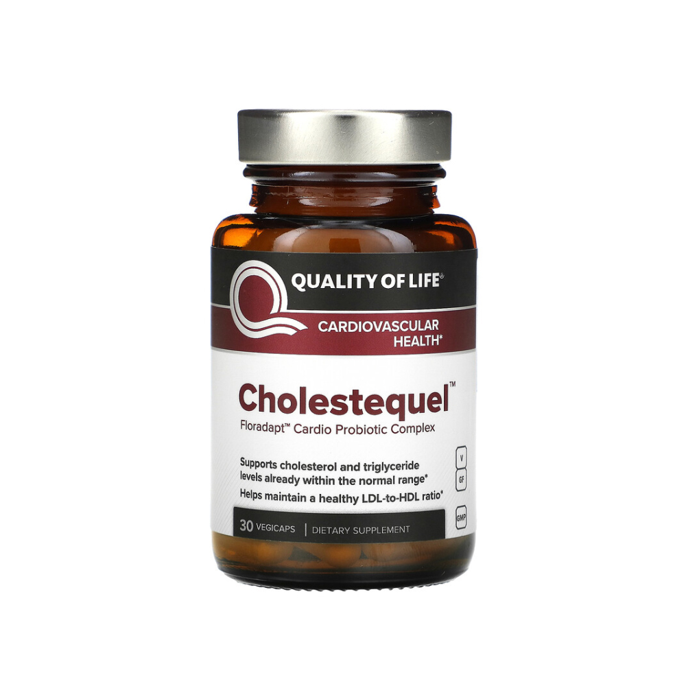 Quality of Life Labs <b>Cholestequel</b> 프로바이오틱스 30정 베지캡슐 셀룰로오스 실리카 HPMC 함유