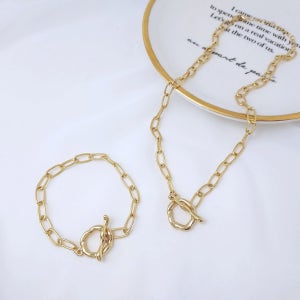 14K 데일리 기본 토글 체인 목걸이 팔찌 주얼리 악세사리 세트 201118 101325