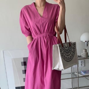 퍼프원피스 키작녀원피스 바캉스원피스 66사이즈 여름휴가룩