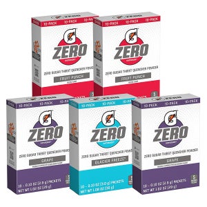 게토레이 제로 분말 10개입 5팩 세가지맛 후르츠, 그레이프, 프리즈 Gatorade G Zero Powder, Fruit Punch