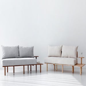 2인용 라운지 원목 우드 패 페 브릭 천 워셔블 수입 푹신한 모듈 형 디자인 소파 쇼파