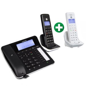 모토로라 발신자표시 자동응답 유무선 전화기 C7201A 1대+증설1대 블랙