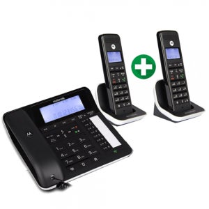모토로라 발신자표시 자동응답 유무선 전화기 C7201A 1대+증설1대 블랙