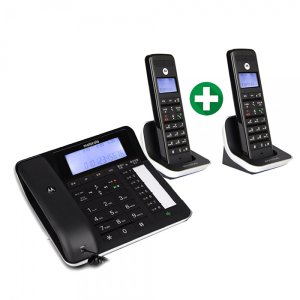 모토로라 유무선 전화기 C7201A 1대+증설 1대 블랙 발신자표시 녹음 자동응답